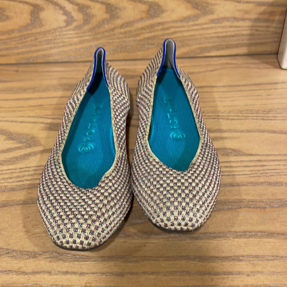 Rothy’s Square Toe 8.5 Gold Sparkle